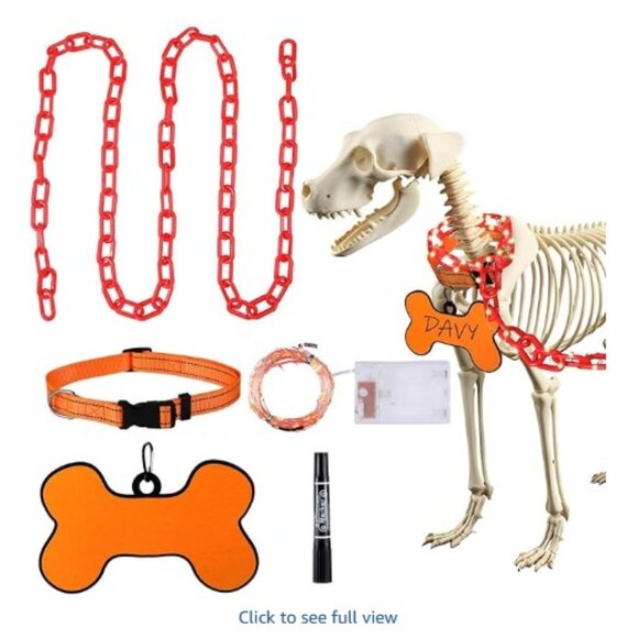 Halloween 7 ft Skeleton Dog Accessories Orange - Picture 1 of 14